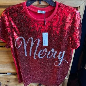 Red sequins Christmas shirt. Women’s S. New with tags